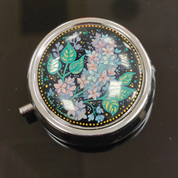 Сувенирный контейнер для хранения мелочей с ручной росписью Палех "Сирень"