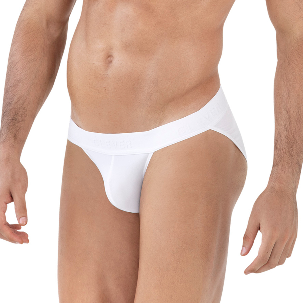 Мужские трусы танга белые Clever Moda DESEO BRIEF 162701