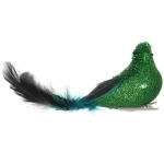 Украшение новогоднее на зажиме «Сияющая птица» 20 см, Изумруд