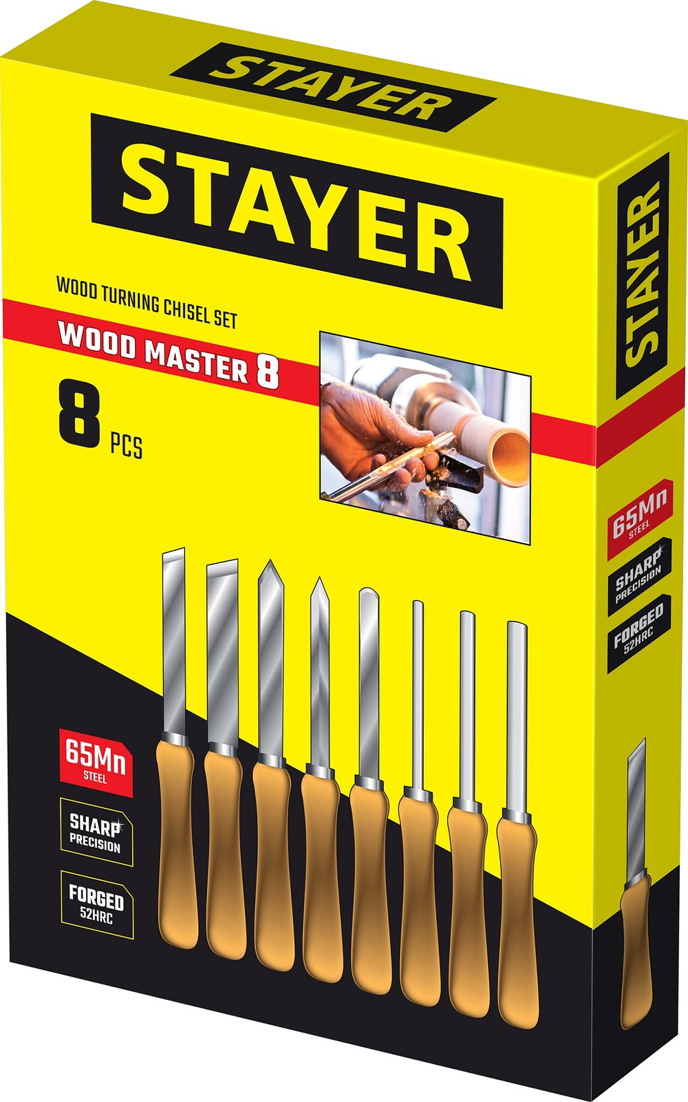 STAYER Wood Master, 8 предм., набор ручных резцов по дереву, Professional (1836)