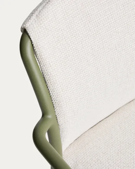 Уличный стул Linosa из зеленого алюминия с бежевой подушкой