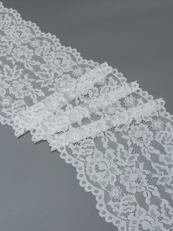 Эластичное кружево теплое белое ширина 22 см