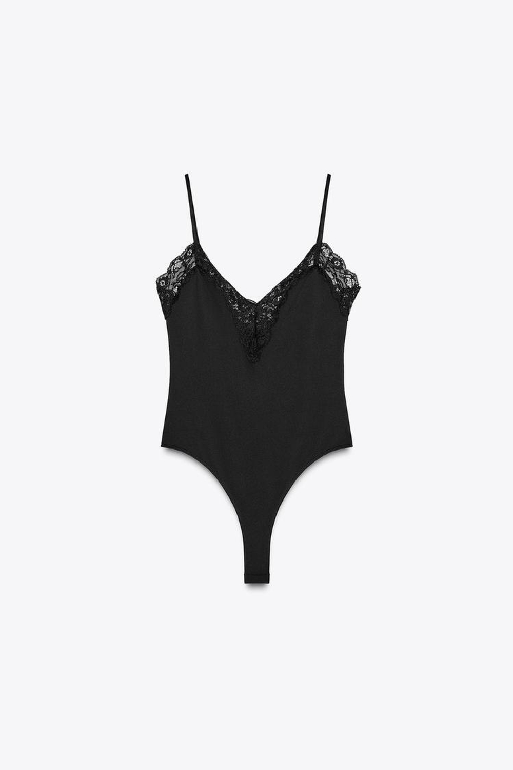 ZARA БОДИ С КРУЖЕВОМ, ЧЕРНЫЙ