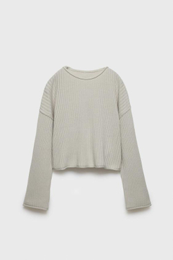 ZARA СВИТЕР В РУБЧИК, КАМЕННЫЙ