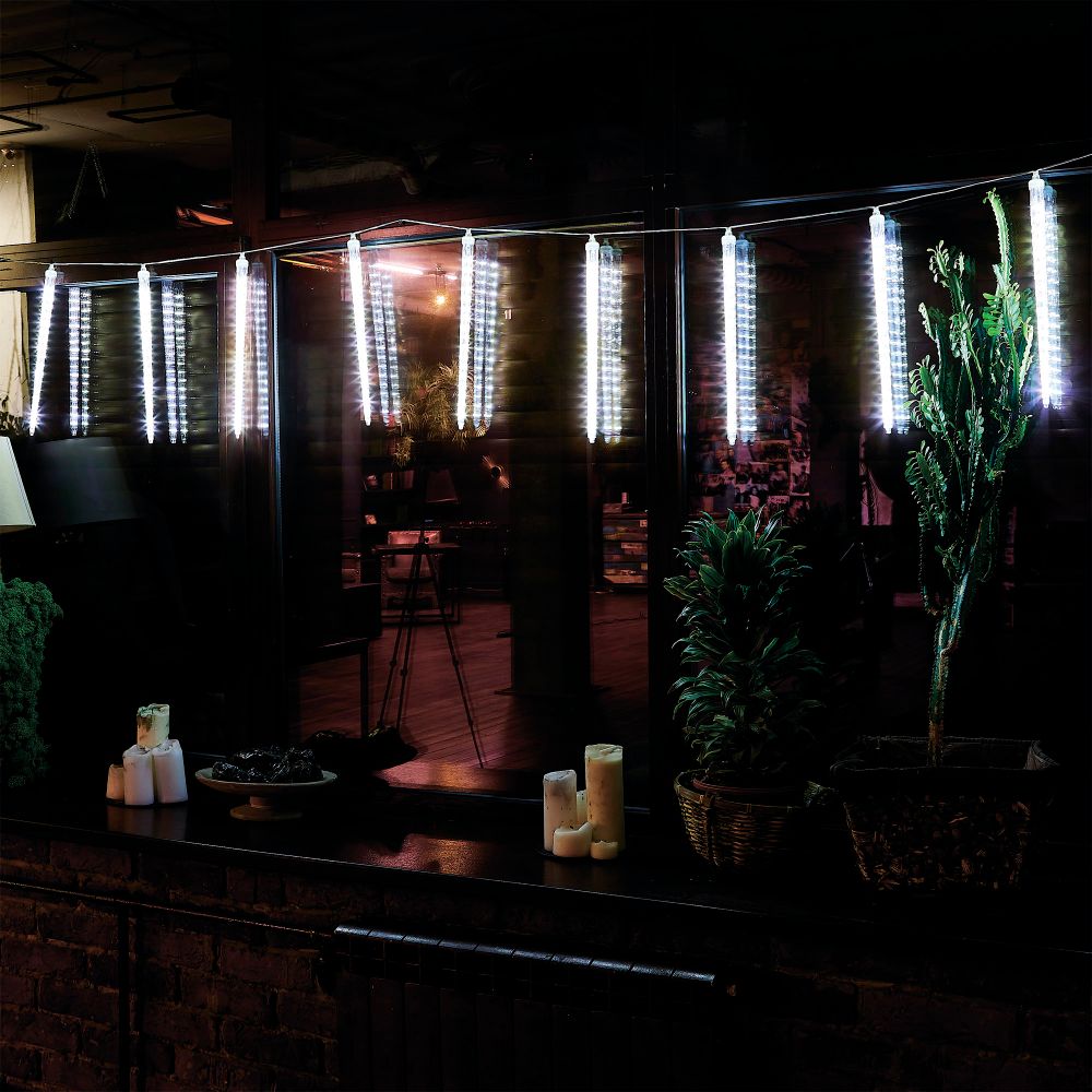 ULD-E3005-300-DTK WHITE IP44 ICICLE Занавес светодиодный фигурный Сосульки. соединяемый. 2.7х0.42м. 10 подвесов. Белый свет. Провод прозрачный. TM Uniel.