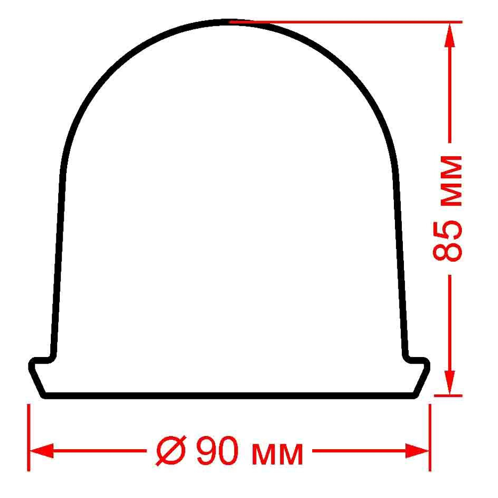 Чертеж колпака взрывозащищенного - размеры стекла судового переносного светильника СПВ-25, СПВ-27