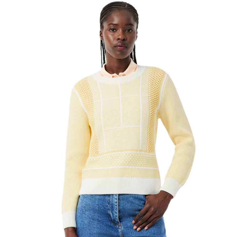 Женская теннисная куртка Lacoste Tennis Court Graphic Jacquard - flour/yellow