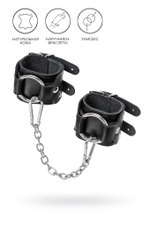 Черные кожаные наручники-браслеты с двумя ремешками