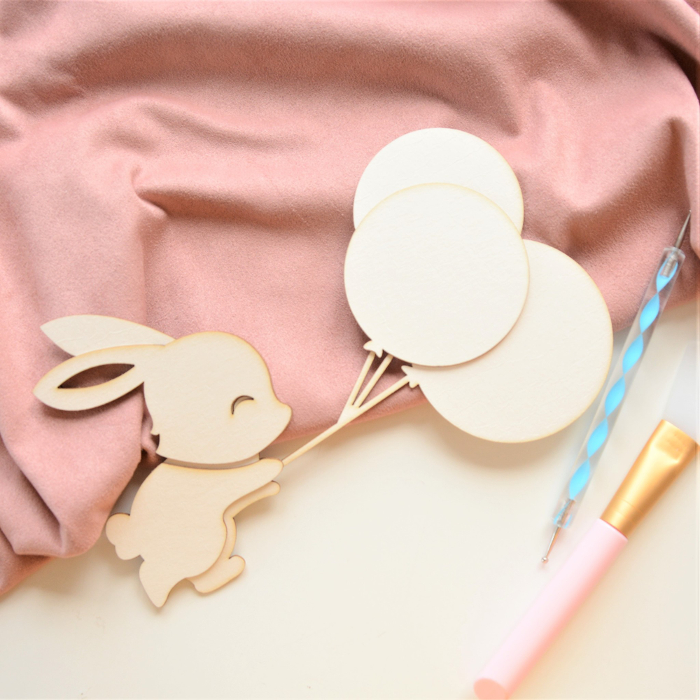 Заготовка для тиснения  "Зайка и воздушные шарики"