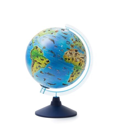 Глобус д-р 250 Зоогеографический (детский), подсветка от батареек, классик, карт.короб