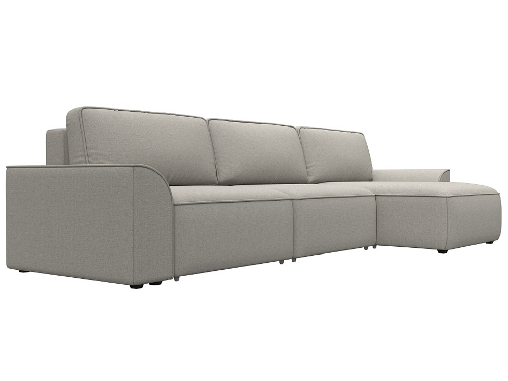 Диван угловой Лига-048 НПБ лонг, Амур 02 бежевый, Рогожка, 128484