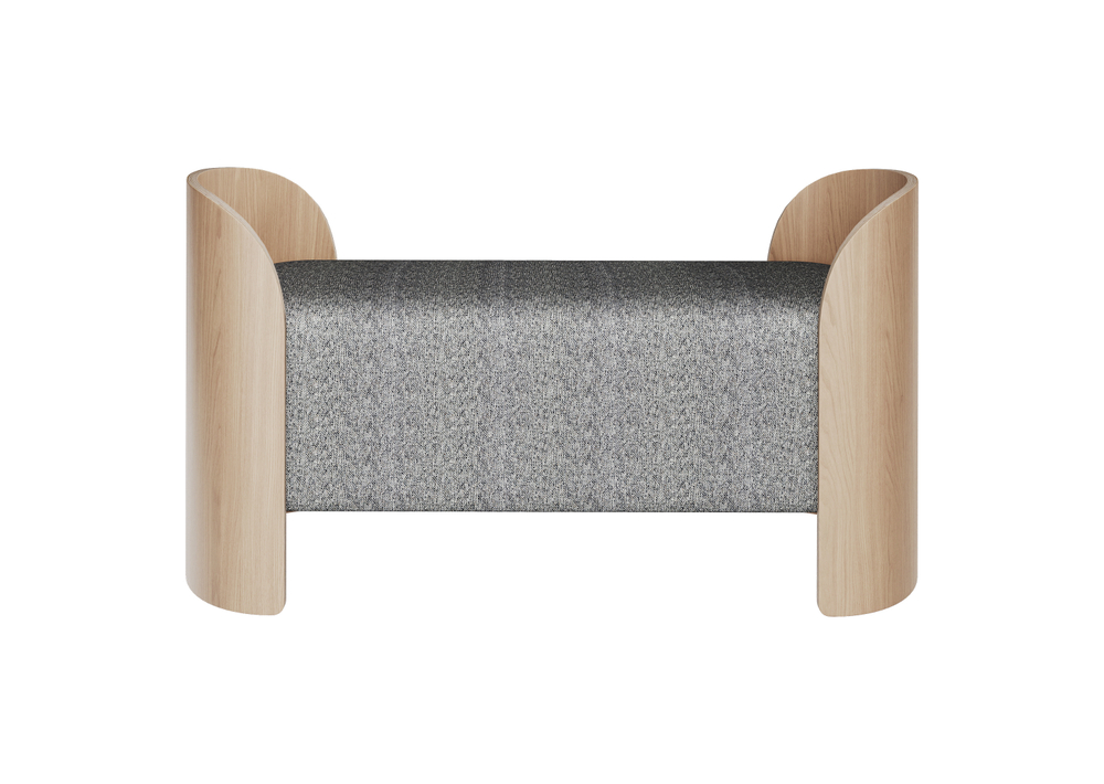 Банкетка Lagom 2 120 см (серый рогожка, натуральный дуб)