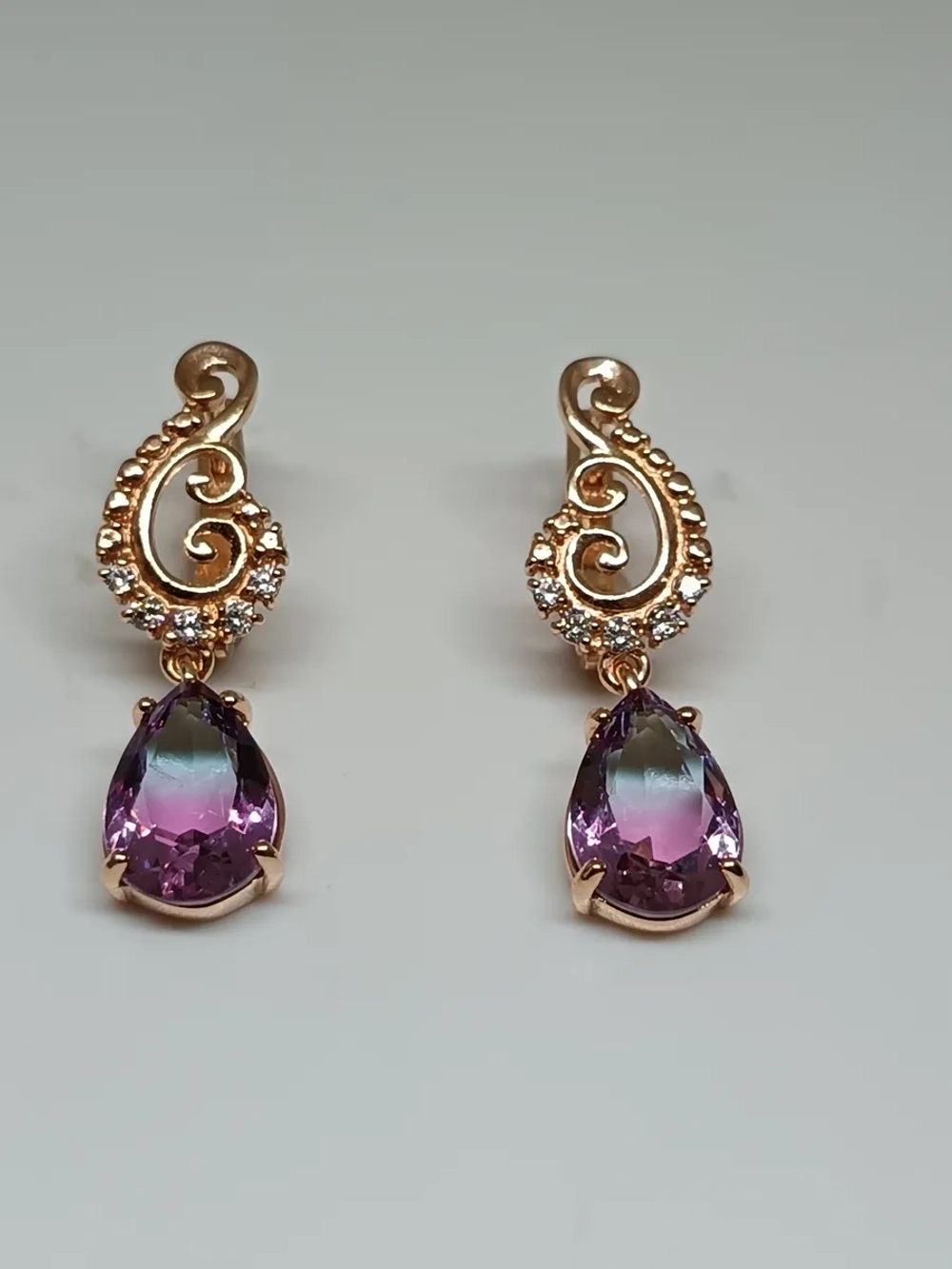 Серьги серебряные с ситаллом "турмалин"