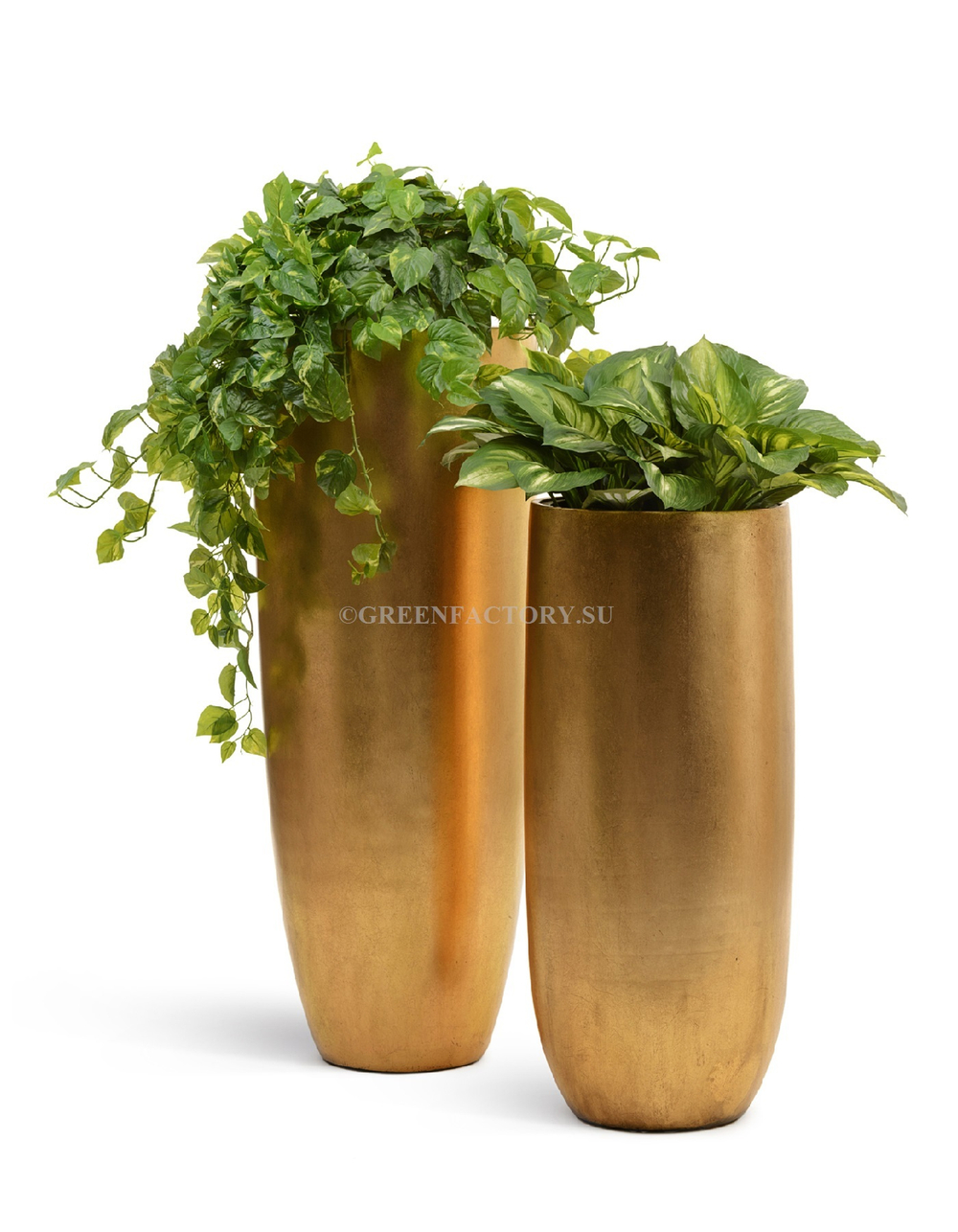 Кашпо TREEZ Effectory - Metal - Высокий округлый конус - Сусальное золото