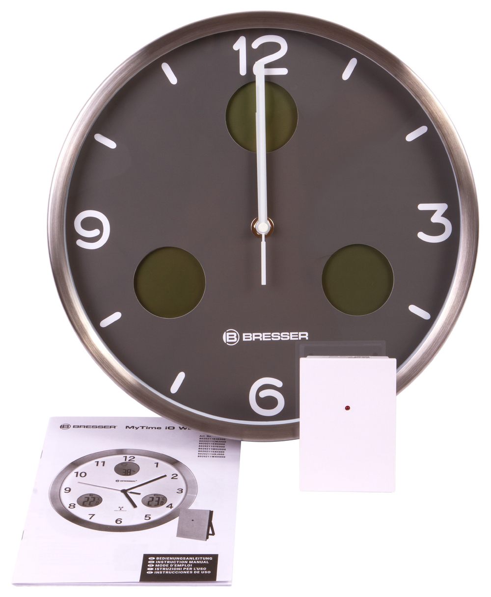 Часы настенные Bresser MyTime io NX Thermo/Hygro, 30 см, серые
