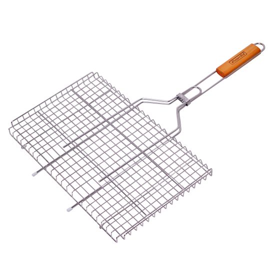 Решетка для гриля 44х27х3 см. из хромированной стали СКАУТ СК-0717 с деревянными ручками