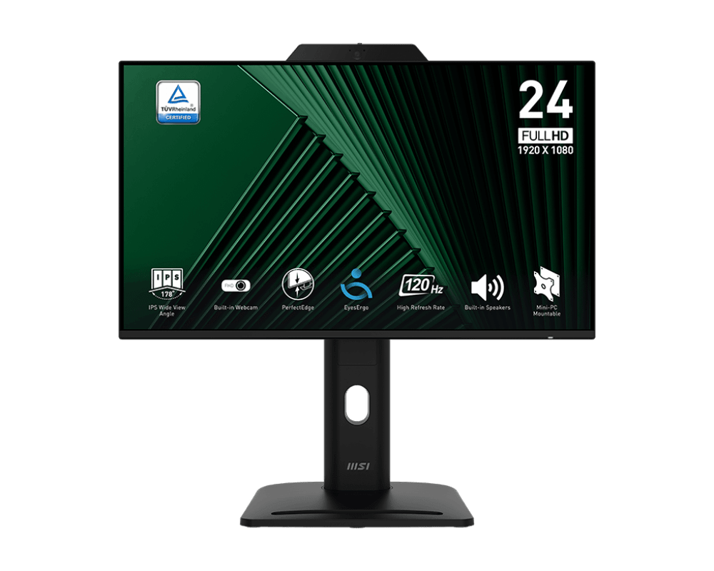 Монитор 23.8" MSI PRO MP242PMG IPS FHD 120Hz 1ms 300cd/m 1500:1 WEB HDMI VGA DP 3xUSB 2x2W HAS Черн.