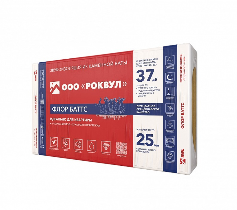 Минплита Роквул Флор Баттс 1000х600х25 (0.12)