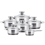 Набор кастрюль 6 предметов (1,7л, 2,4л, 3,4л, 5л, 6л, ковш 1,2л) нерж, индукция