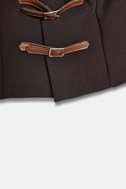 ZARA ТОП С ХЛЯСТИКАМИ, КОРИЧНЕВЫЙ