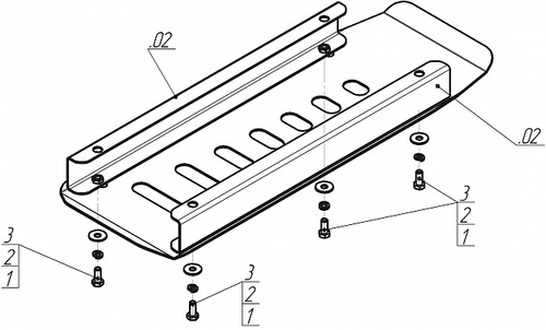 Усиленная защита Motodor топливоохладителя. 2 мм, сталь. для Volkswagen Transporter/Caravelle T5 2003-2009 арт.02715