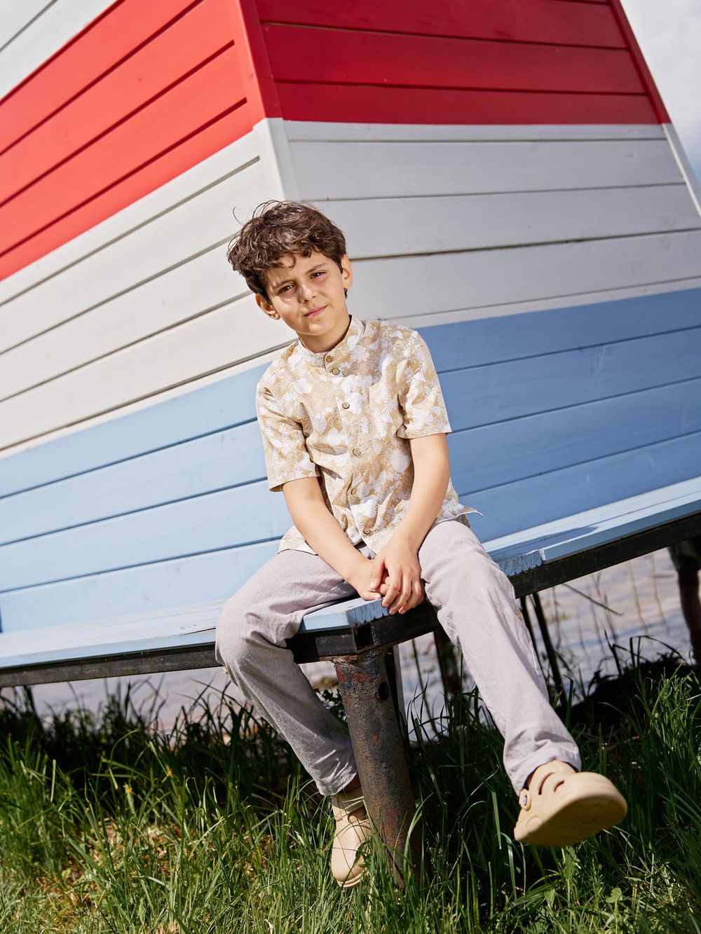 Рубашка хлопковая "Тропики" с коротким рукавом 7+