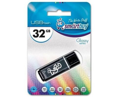 Флэш-диск (флэшка) USB 32Gb SmartBuy Glossy Black (SB32GBGS-K)
