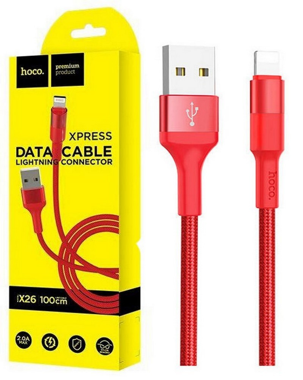 Кабель USB - Lightning HOCO X26 (красный) 1м
