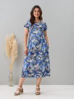 Платье П-026/голубой-ромашковоеполе