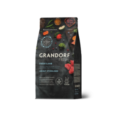 Сухой корм GRANDORF FRESH CAT Lamb STERILISED беззерновой, ягненок с бататом для стерилизованных кошек, чувствительное пищеварение или склонность к аллергии 2кг