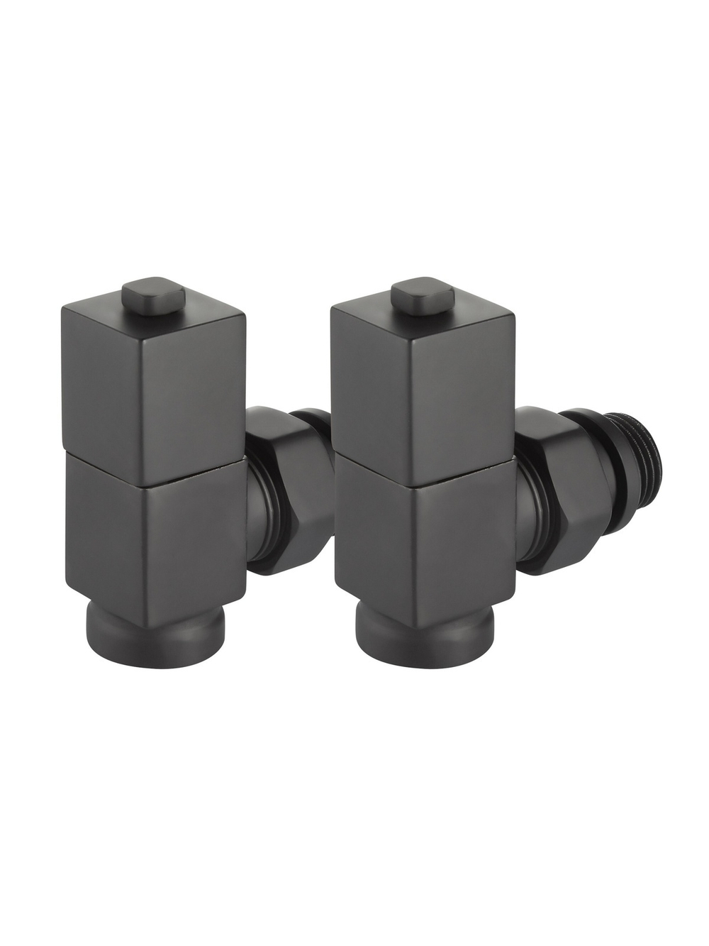 Набор дизайн-вентилей Royal Thermo CUBE, угловой (черный) 1/2"