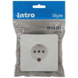 Розетка Intro Style 7-206-01 с заземлением 2P+E Schuko со шторками, 16А-250В, IP20, СУ, белый