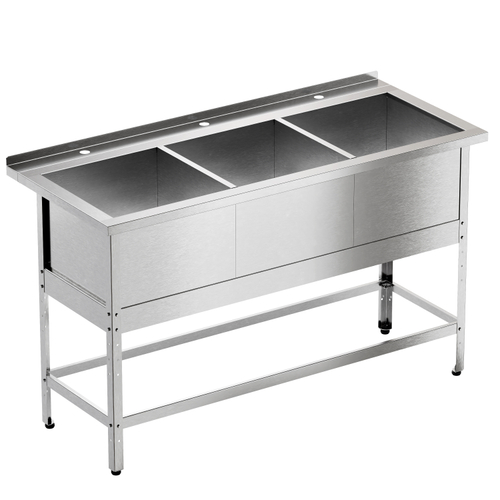 Ванна моечная трехсекционная "Профи" ВМБ 530/3, 1430х530(600)х860 мм, с бортом