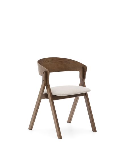 Стул Godia из дерева в цвете венге и бежевого шенилла