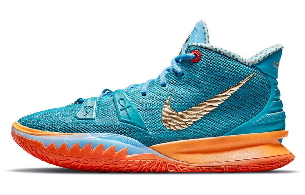 CONCEPTS x Nike Kyrie 7 Horus EP Owen 7 round head lace-up shock absorption, non-slip, wear-resistant wrapping support, mid-cut actual combat basketball shoes for men and women with the same style blue orange domestic version