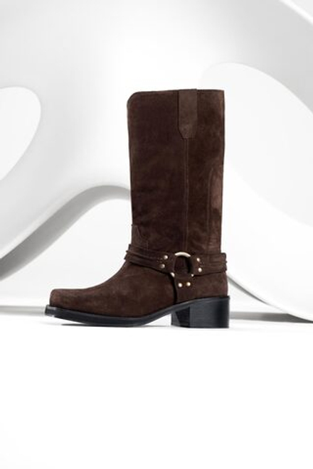 Сапоги из натуральной замши BIKER макси