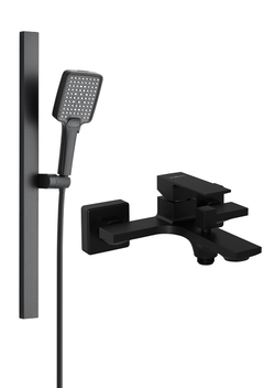 Смеситель для ванны с душем STWORKI Эстфолл S44100BK + Душевой гарнитур Ольборг S20190BK, матовый черный