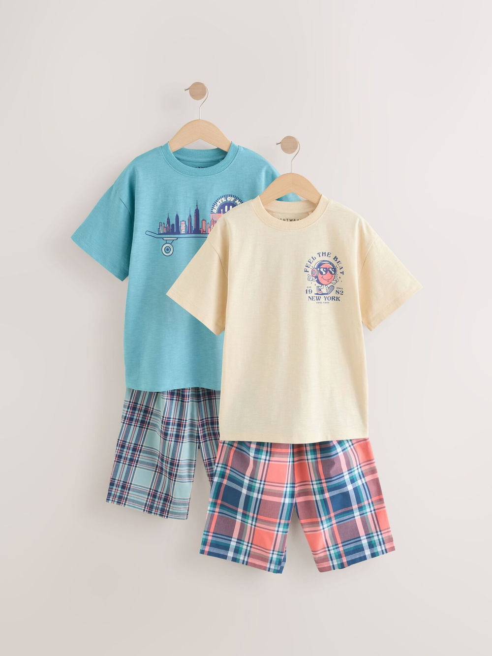 Пижама для мальчика Next AC1-012, 2 шт., Светло-желтый, Голубой