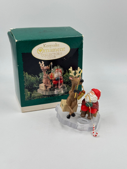 Ёлочное украшение Санта Клаус и олень, Hallmark