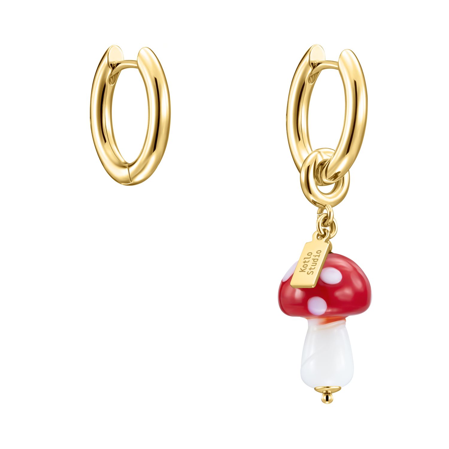 Серьги Mushroom Gold-Red Earrings