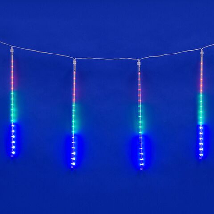 ULD-E2405-240-DTK MULTI IP44 METEOR Занавес светодиодный фигурный Падающие звезды. соединяемый. 2х0.5м. 8 подвесов. Разноцветный свет. Провод прозрачный. TM Uniel.