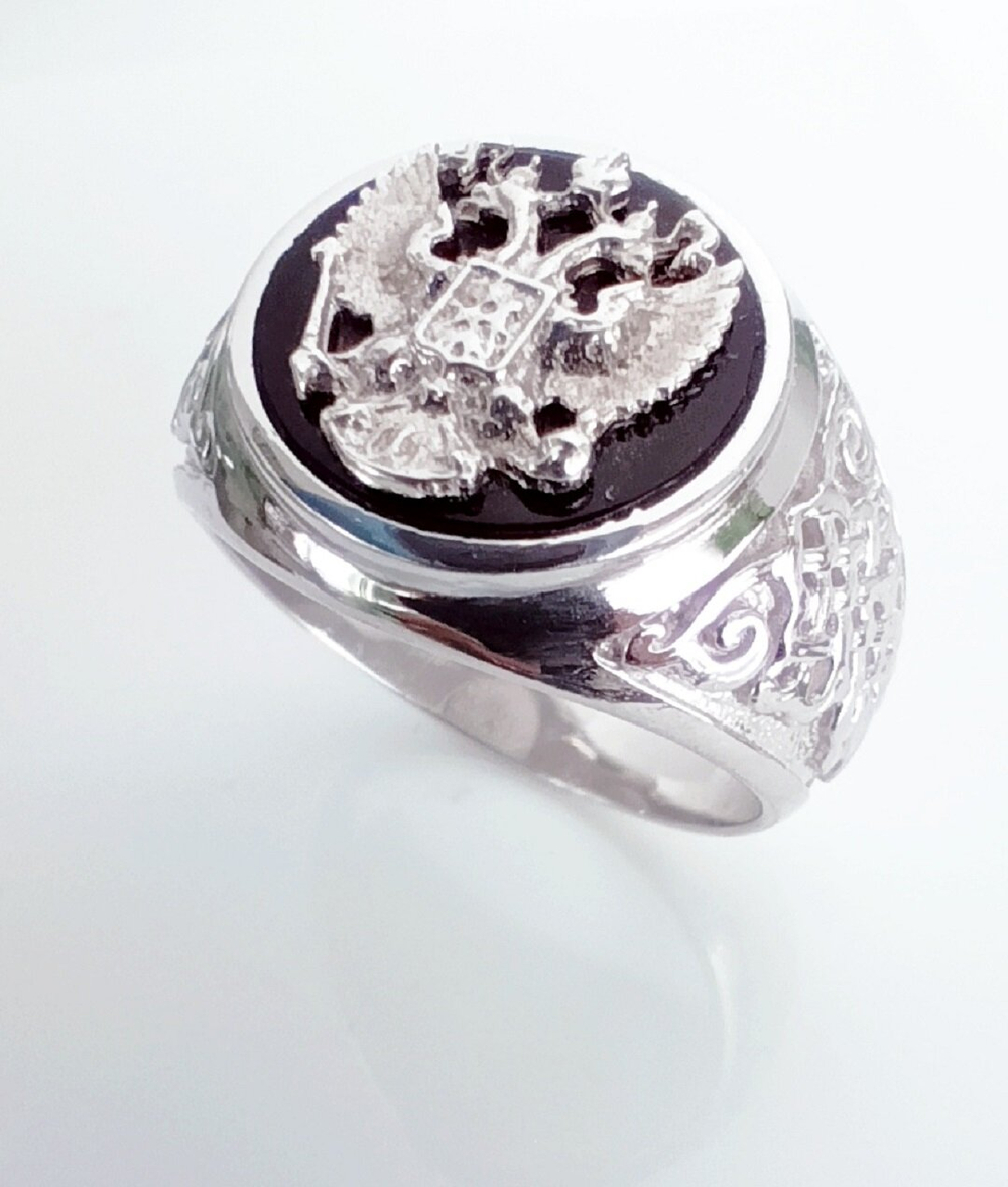 Печатка Эстерелла с ониксом, серебро, 925 проба, родирование/Ф