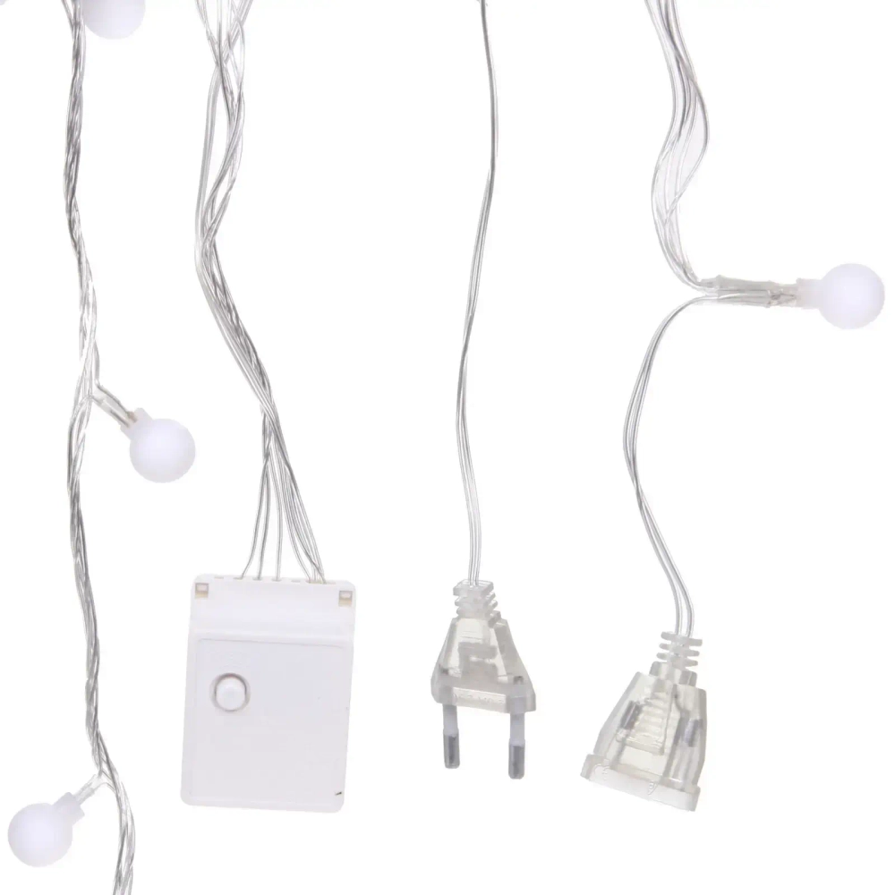 Гирлянда для дома 4м 30 ламп LED с насадками ШАРЫ 1,6 см, прозрачн. пров. 8 реж, IP-20 Теплый белый (возможность соединения)