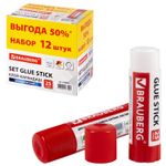 Клей-карандаш 25 г ВЫГОДНАЯ УПАКОВКА, КОМПЛЕКТ 12 штук, BRAUBERG, 229470