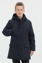 Зимняя темно-синяя куртка на меховой подкладке JAN STEEN