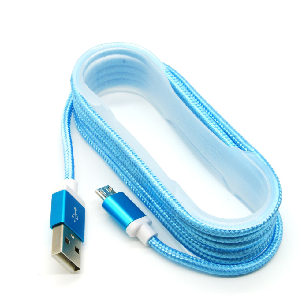 Кабель USB - Micro MEGA Lace (синий) 1,5м