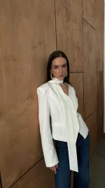 Блейзер с шарфом Tata, Молочный