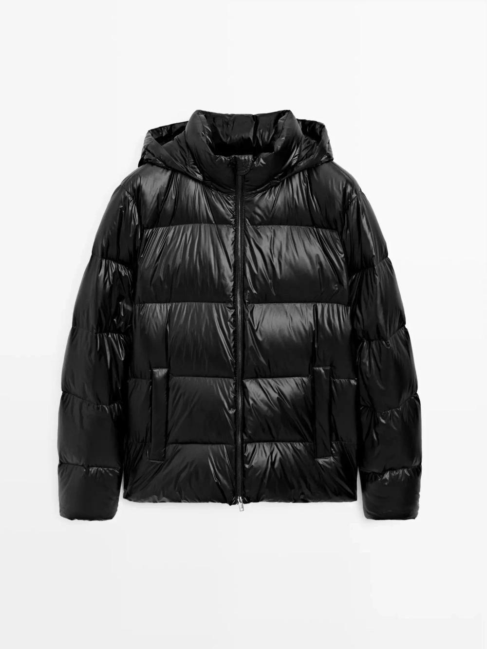 Massimo Dutti Стеганая куртка из сатина с водоотталкивающей пропиткой, черный