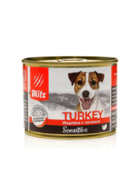 Blitz 200г конс. Sensitive Влажный корм для взрослых собак Индейка и печень