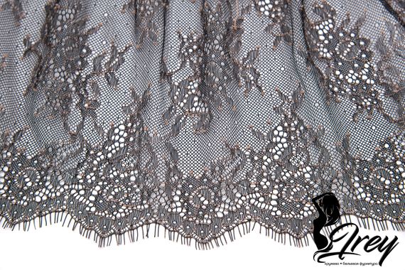 01-11 Кружево шантильи 23 см, черный/бежевый